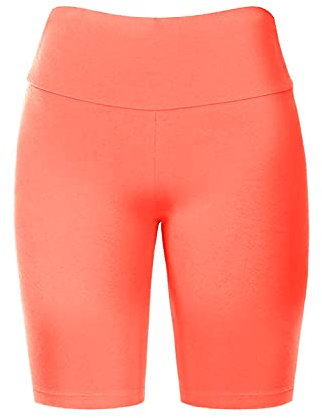 HATOPANTS Damen Workout Baumwolle Hohe Taille Mitte Oberschenkel Training Bike Shorts, 925-neon-orange, Medium