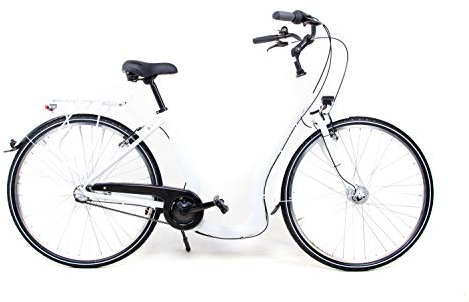 28 Zoll Alu Fahrrad City Bike Damen 3 Gang Nabenschaltung Tiefeinsteiger Piano Weiss