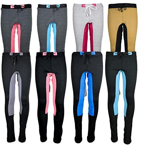 MS-Trachten Kinder Reitleggings Leni REIT Jogginghose Reithose Vollbesatz (Schwarz/Besatz Rosa, 146-152)