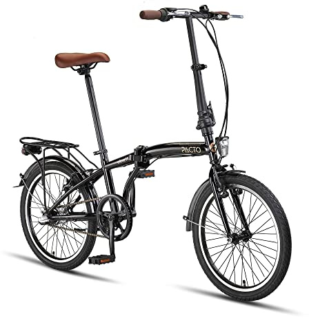 PACTO Eleven Bicicleta Plegable - Bicicleta Holandesa - 27 cm Marco de Acero - 20 Pulgadas Llantas de Aluminio - 3 Engranajes Nexus - Frenos de Disco - Fácil de Plegar - Negro