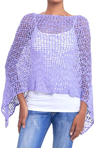JOPHY & CO. Poncho Donna Rete Effetto a Maglia (cod. 1511) (XL, Lilla)