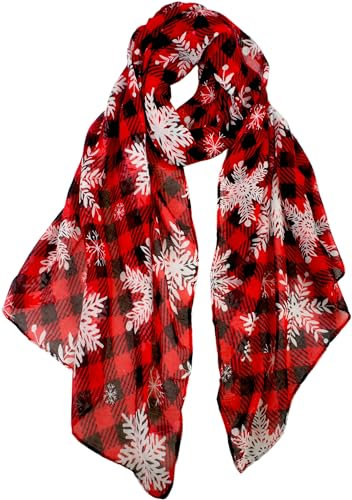 VIVIAN & VINCENT als Geschenk verpackte, weiche, leichte, durchsichtige Herbst-/Winter-Weihnachtsdecke für Frauen, gemütlich für Mädchen und Teenager, Plaid Schneeflocke Rot, Einheitsgröße