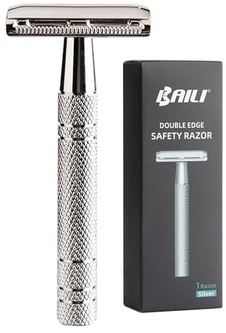 BAILI Double Edge Rasierhobel Wiederverwendbar Manuell Rostfrei Edelstahl DE Nassrasur für Männer Frauen Bart Bikini Achsel Bein Haarentfernung BDB2D