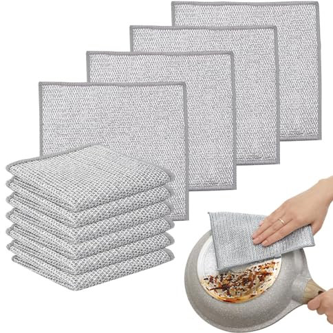 Azxndy 10Pack Double Silver Ply Wire Dish Cloths, Wet and Dry Multi-Purpose Mesh Scrubs Wire Dish Cloth, Kitchen Helper, Reusable Anti-Scratch Rags for Kitchen and Life