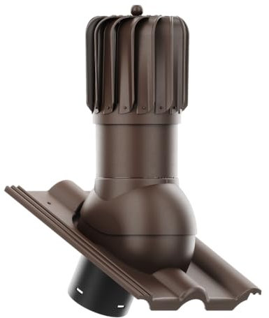 KRONO-PLAST Entlüfterkamin ROTOLINE 150 für Betondachziegel Brass Frankfurter, Benders Mecklenburger, ProDach - Doppelrömer Dachziegel Lüfter Dachlüfter (Dunkerbraun/Braun)