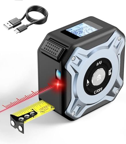Telémetro Láser 40M 2 en 1 con Pantalla LCD USB Recargable Telémetro Láser Digital, IP54 Impermeable Juego de Láser Múltiples Modos de Medición para Bricolaje en Casa, FT/M/in