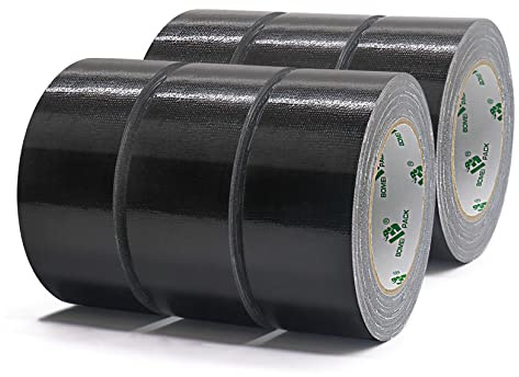 BOMEI PACK Panzertape 6 Rollen [50m x 50mm] schwarz - wasserfest, extreme Klebkraft - Reparaturband Panzerband handreißbar - Gewebeband, Gaffa Tape, Duct Tape