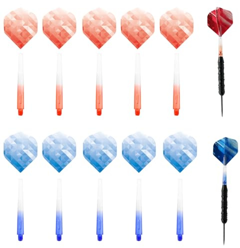 KASESSS 12 st integrerade 2BA vinstockar, Sturdy dart vinstockar och träd i ett rött/blått standarddarttillbehör för dart med exakt passform, 2-i-1-träd