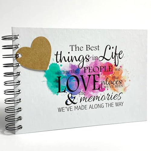 A5 Life Love Memories, Scrapbook, Card Pages, Dry Mount Photo Album, Keepsake, Landscape, White 200GSM Card Pages, Hardcover