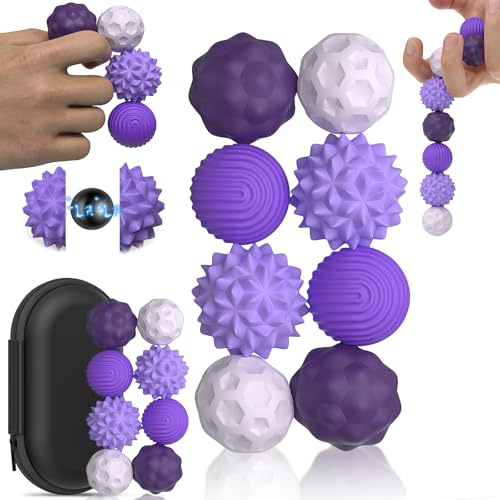 8 Stück Magnetische Fidget Toys, Magnetische Anziehungskraft Stress Bälle mit Silikonhülle, Magnetkugeln Stressball Silikon Sensorik Spielzeug, Sensory Toy ( lila )
