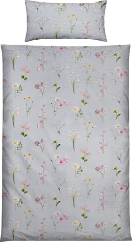 Erwin Müller Bettwäsche Seersucker hellgrau Größe 1x 155x200 cm + 1x 40x80 cm