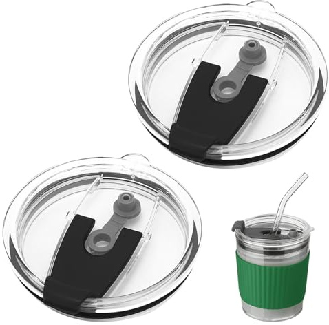 Girihe 2 PCS 3.46x3.46In Travel Mug Lid Replacement, 20 OZ Classic Clear Flip Replacement Lids Replacementt Lid for Stan ley Cup, Non-Slip Leak Spill Proof and Straw Friendly for Tumbler Travel Cup