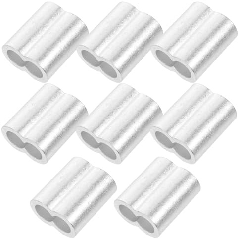 WEKADRIN 8 piezas Virolas de Aluminio Dobles para Cables Manguitos Ovalados Resistentes y Duraderos Funda para Crimpar Cables de Acero con Protección Reforzada y Conexión Segura