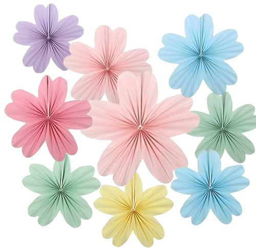 9Pcs Paper Flowers Decorations, Decorations Hanging, Soft Paper Flower Decoration, for Weddings, Birthday Parties, Festivals, and Tea Parties.