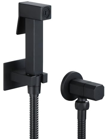 Kit spruzzatore per bidet per WC, doccetta a parete con tubo da 1,5 m, pressione regolabile, per l'igiene del bagno, finitura nera