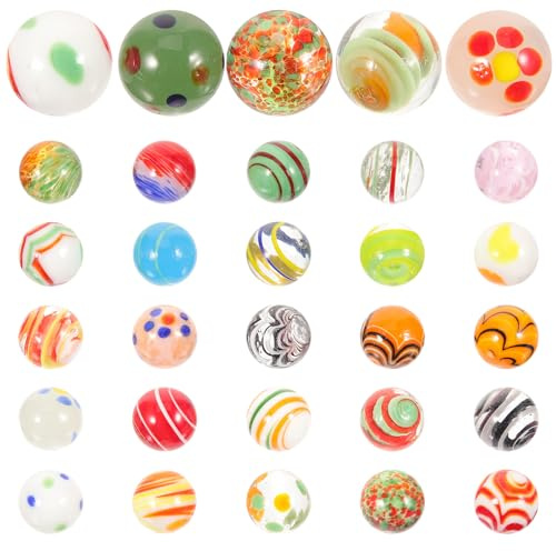 Hohopeti Canicas de Vidrio Decorativas 30 Piezas Colores Mixtos Bolas Redondas para Bolas Grandes de Cristal para Juegos y Decoración de Peceras de Mármol