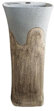 lavabo del baño, Lavabo de pedestal cerámica una pieza con grifo y desagüe, lavabo pie for patio