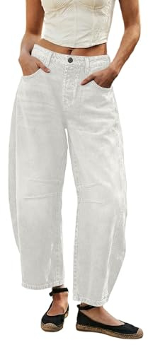 Duohropke Barrel Jeans da donna a vita alta, Y2K, a gamba larga, elasticizzati, comodi, a gamba larga, stile boyfriend, casual, per il tempo libero, estivi, streetwear