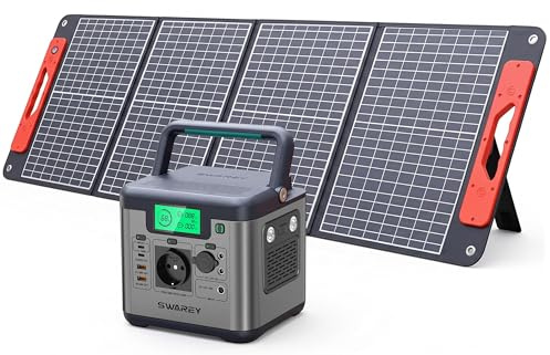 SWAREY Estación de Energía S550 con Panel Solar de 100W, Generador Solar de 555Wh, CA de 550W (Pico de 1100W), Carga Rápida Bidireccional USB-C de 140W para Camping Hogar Viajes Emergencias
