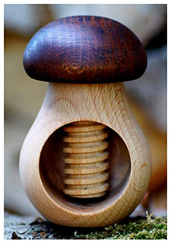 1 Stück - Nussknacker Nußknacker Pilz aus Buchenholz mit Schraubgewinde Nussschraube