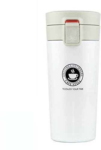 SLOSH Mug Isotherme Voyage Café Yoga Bouteille d'Eau Isotherme Acier Inoxydable Inox à Double Paroi Étanche Tumbler Tasse à Café Bpa-Free 380ML (Blanc)