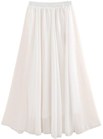 Golden Service Falda Mujer Elástica Plisada Básica Falda Larga Mujer Maxi Bohemia Playa Vacaciones Gasa con Talla Grande Cintura Elástica