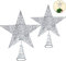 Blulu 2 Stück Metall Glitzer Weihnachtsbaum Topper Stern Baum Spitze Hohldraht Stern Topper für Christbaum Ornament, 2 Größen (Silber)