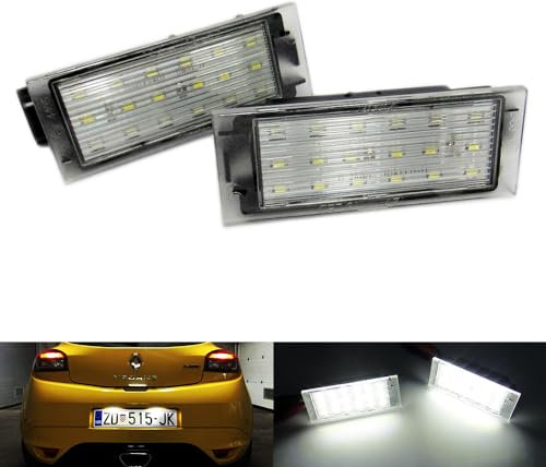 RZG 2x LED Licence Number Plate Light White Canbus For Clio Kadjar Kangoo Koleos Laguna Master Megane Talisman Trafic Twingo Twizy