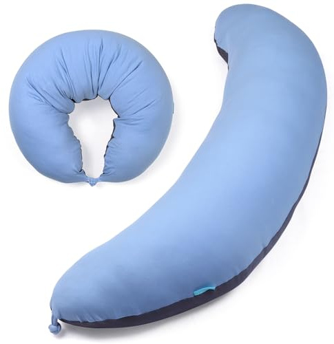 BYRIVER 39 C Shaped Body Pillow for Side Sleeping Adults Men Women, Anxiety Relief Hugging Gaming Lap Pillow, Pregnancy Knees Separate Pillow, Gifts for New Moms, Removable Pillowcase(L)