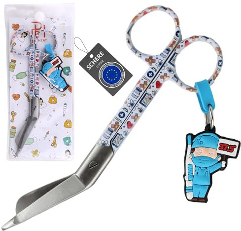 Ph Pro Heat Ciseaux Infirmier - Infirmiere Accessoires - Ciseaux Bout Rond pour Usage Professionnel ou Domestique - Materiel Infirmiere Acier Inoxidable -Ciseau Courbes pour Infirmière (Infirmières).