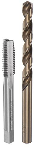 sourcing map Macho y brocas Juegos, M9 x 1.5 H2 Recto Flauta Máquina Rosca Fresado Macho, 7,5mm M35 Cobalto Alta Velocidad Acero (HSS-CO) Helicoidal brocas