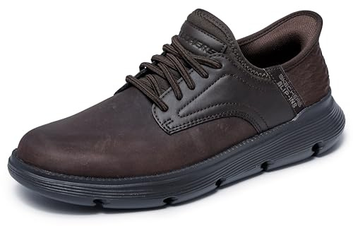 Skechers Hombre Garza Gervin Slip-On, Chocolate Leather, 39.5 EU