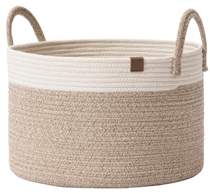 LA JOLIE MUSE Cesto in corda intrecciata - Cesto alto in cotone, cesto portaoggetti per coperte, giocattoli, biancheria