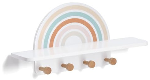 Zeller 13539 Kinder-Wandgarderobe Rainbow, MDF/Kiefer, ca. 48 x 13 x 24 cm