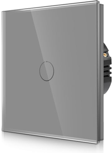 CNBINGO Touch Wechselschalter unterputz in Grau - einfach Lichtschalter mit Status-LED und Glas Panel - 1 Fach Wandschalter - Paar nur mit diese Serie Wechselschalter