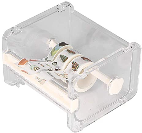 Tape Cutter Washi Tape Hållare med Cutter 2 i 1 Transparent Självhäftande Tejp Dispenser Snabb för Office Desktop (-GY05284-03)