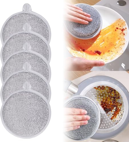Samkeen 5 paños de alambre para lavar platos multiusos de alambre para cocina, hogar, sartén, 2024 Wire Dish Cloth for Wet and Dry