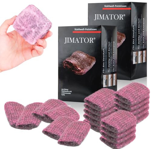 2 x 10 Stück Stahlwolle, dellyy Geseifte Stahlwolle, Stahlschwamm, Spülschwamm, Edelstahl Reiniger, Pflanzliche Kokosseife, Topfkratzer für Küche, Spüle, Schale, Grill