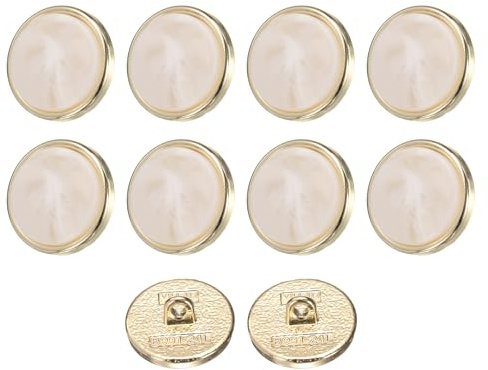 QUARKZMAN 10pz 24L Bottoni Rotondi Cucire Metallo con Disegno a Freccia 15mm (5/8) Bottone di Ricambio Resina Pulsante per Chiusura Borsa Cucito Vestiti Fai Da Te Uncinetto, Bianco
