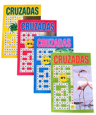 Cruzadas Pasatiempos para Adultos, Pack de 4 Libros, Blanco y Negro, En Español