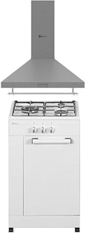 PACK AHORRO COCINA 50X50 CPB50BLANCO HORNILLO PORTABOMBONA + CAMPANA DECORATIVA INOX 60 CM/GRAN CAPACIDAD EXTRACCION / 3 QUEMADORES 1 WOK/ALTA GAMA