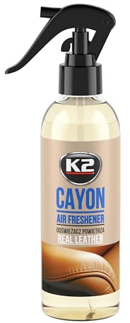 K2 CAYON Spray Ambientador – Eliminador de Olores – Spray Ambientador para Coche, Oficina y Hogar – Más de 700 Aplicaciones 250 ml (Cuero Auténtico)