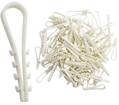 Pack of 110 white loop dowels, plug-in loop cable clamps, cable clamps, clamping range, plug-in tabs, dowel clamp, cable attachment