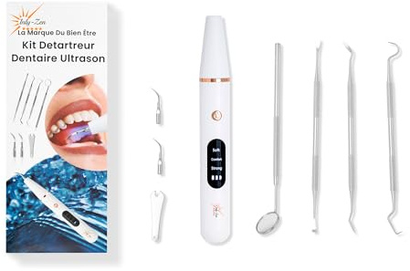 Inly Zen - Kit de cuidado dental en casa – Elimina el sarro y las manchas – 3 niveles de intensidad, 2 cabezales intercambiables, luz LED, recarga por USB – Ideal para una higiene bucal completa