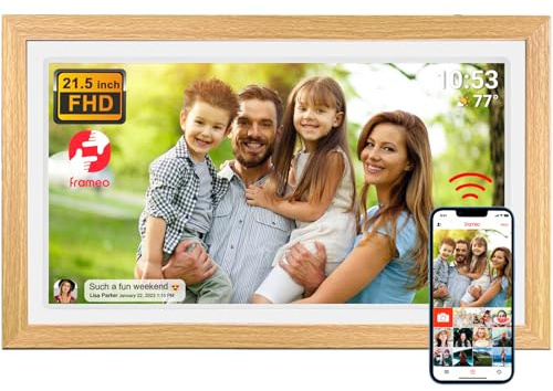 FRAMEO - Cornice digitale da 21,5 pollici, con schermo touch screen IPS FHD IPS da 1920 x 1080 FHD, doppio WiFi per condividere momenti tramite l'applicazione Frameo, memoria da 32 GB, espandibile
