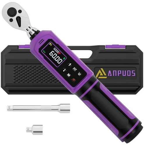 ANPUDS Chiave Dinamometrica Digitale 3/8, (0.9-60 Nm) - ±1% Precisione con LED, Vibrazione e Buzzer - Torquimetro Bidirezionale per Bici, Moto e Auto, Ideale per Ambienti Buio/Rumoros