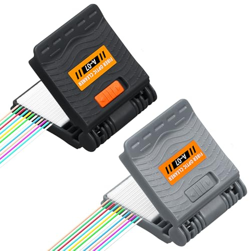 2PCS Multi Core Fiber optic cleaning clip A-07 Fiber Optic Wiping Clip, With Opening And Closing Lock And 10 Replacement Cotton Pads & Leak Proof Bottles, Fiber Optic Cable End Connector Wiping Wiper