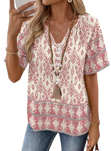 Rapbin blus damer v-ringad toppar sommar toppar elegant bomull t-shirt lediga knappar lös skjorta ledig tunika från S till XXL