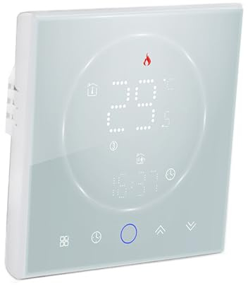 LiebeWH Smart Termostat Programmerbar Infälld LED-skärm Temperaturregulator AC95 Till 240V 41 Till 95F Kontrollområde Pekpanel för Rumskontor Vattenuppvärmning Elpanna (Vit)