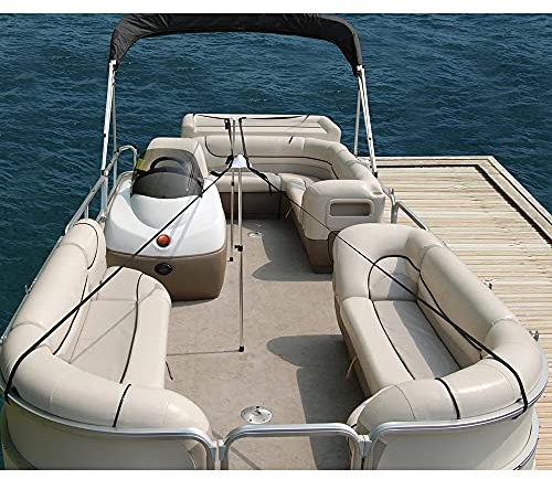 Taylor Made Pontoon Boat Cover Support System with Adjustable 27-50 Poles, 60' of 1 Polypropylene Webbing Strap, Quick-Release 12 Adjuster Buckles, Prevents Water Pooling and Pocketing - 55745